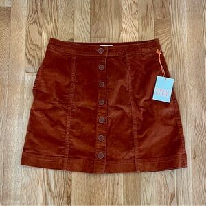 Knox Rose Burnt Orange Corduroy Button Front Mini Skirt